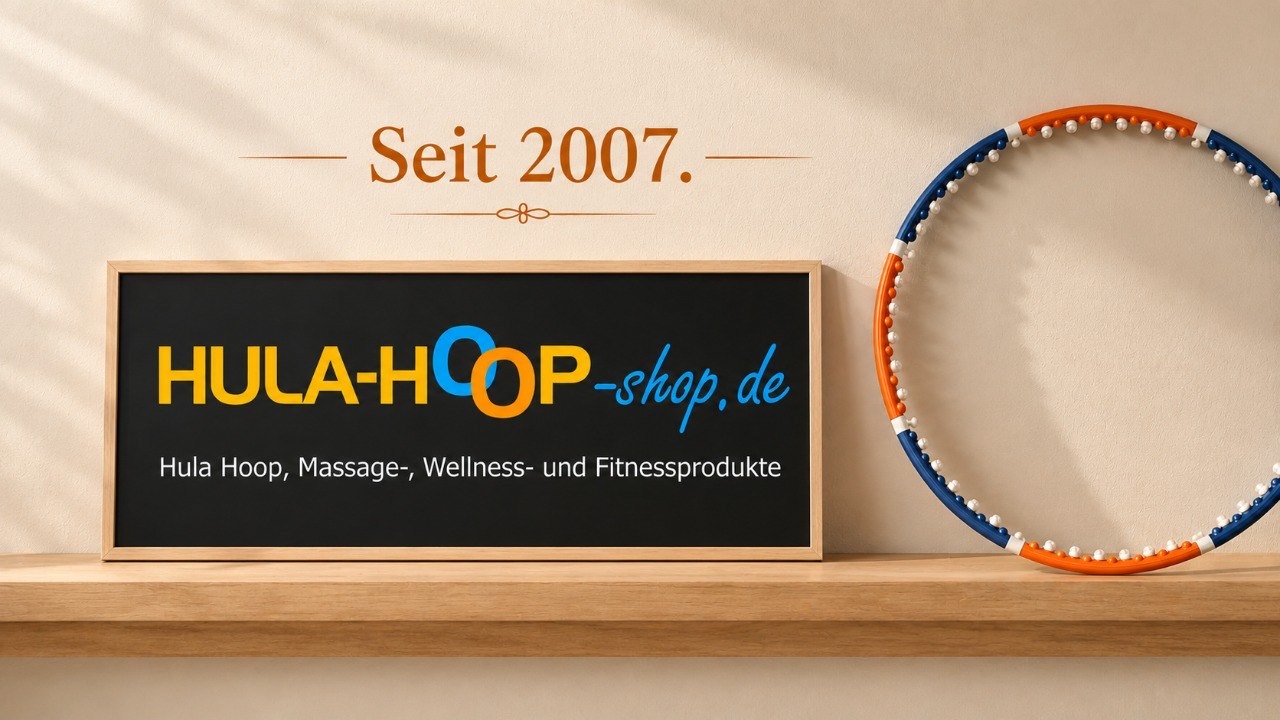 Histoire de Hoopomania depuis 2007 avec l’ancien logo Hula-hoop-shop.de et un Hula Hoop