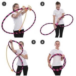 Hula hoops colorati, pieghevole, Ø90cm Nero-Rosso